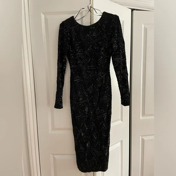 Dress the Population | Dresses | Emery Long Sleeve Sequin Cocktail  Dressdress The Population | Poshmark